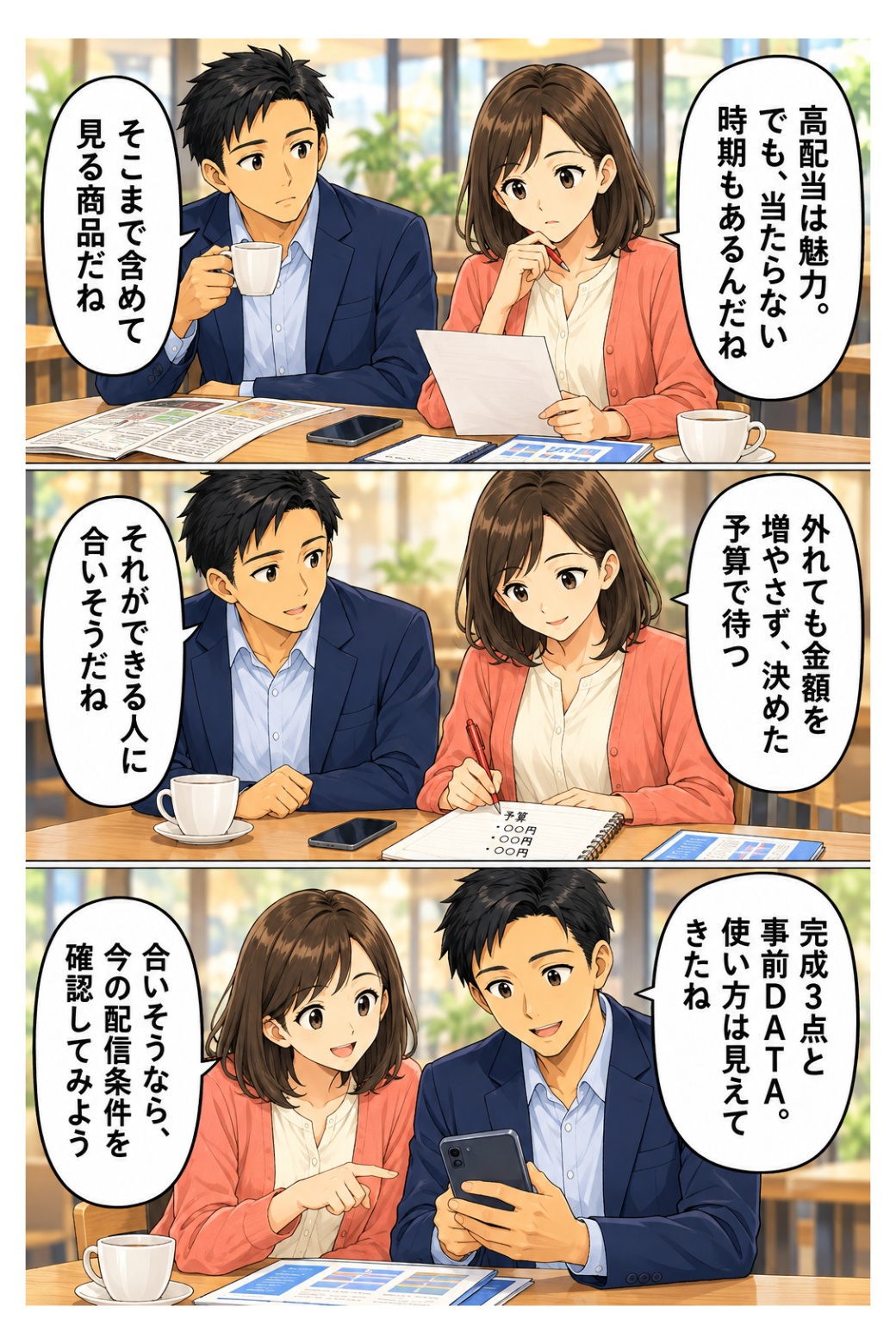 高配当と不調期間を理解して配信条件を確認する漫画